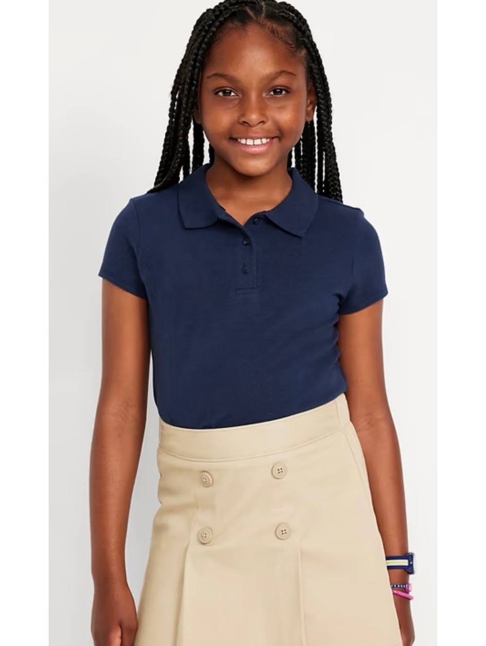NWT Old Navy Girls Navy Blue Uniform Polo Shirt Size M (8)